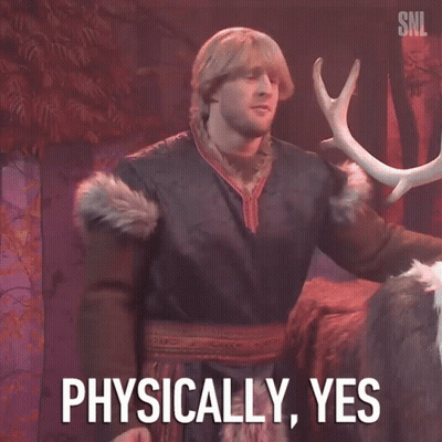 A Man In A Frozen Costume Has The Words Mentally Still Not Great Above Him GIF