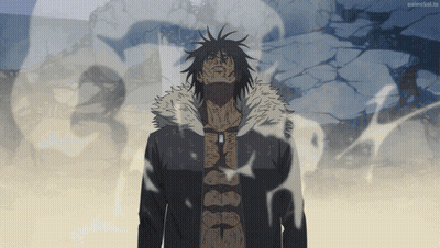 A Man In A Fur Coat Is Standing In Front Of A Wall That Says Animelist.tv On The Bottom GIF