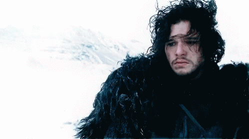 A Man In A Fur Coat Is Standing In The Snow With A Mountain In The Background . GIF