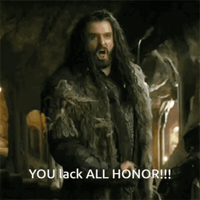 A Man In A Fur Coat Says " You Lack All Honor !!! " GIF