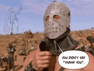 A Man In A Gas Mask Says " You Did N't Say " GIF
