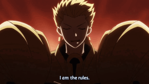 A Man In A Gold Armor Says I Am The Rules GIF
