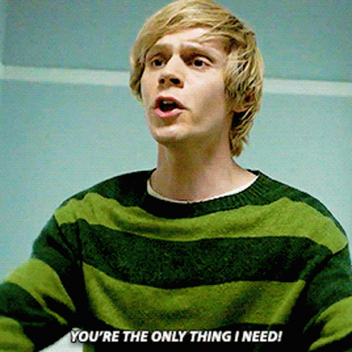 A Man In A Green And Black Striped Sweater Is Saying You 'Re The Only Thing I Need GIF