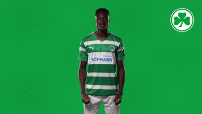 A Man In A Green And White Striped Shirt That Says Personal Icfmann On It GIF