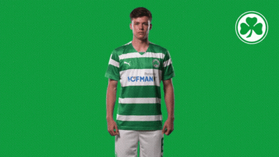 A Man In A Green And White Striped Shirt With The Word Hofman On The Front GIF