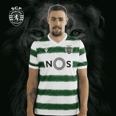 A Man In A Green And White Striped Shirt With The Word Nos On It GIF
