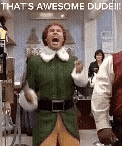 A Man In A Green Elf Costume Is Screaming With The Caption That 'S Awesome Dude ! GIF