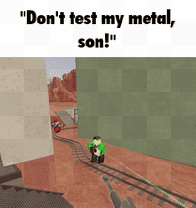 A Man In A Green Shirt Is Holding A Gun In A Video Game And Says " Do N't Test My Metal Son " GIF