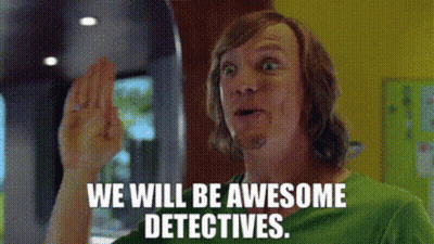 A Man In A Green Shirt Is Making A Funny Face And Saying `` We Will Be Awesome Detectives '' . GIF
