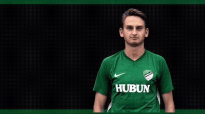 A Man In A Green Shirt With Hubun On It GIF
