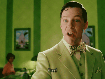 A Man In A Green Suit Says Fired GIF