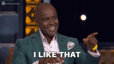 A Man In A Green Suit Says " I Like That " While Pointing GIF