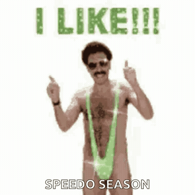 A Man In A Green Swimsuit Is Giving The Middle Finger . GIF