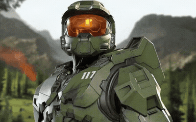 A Man In A Halo Armor With The Number 117 On His Chest GIF