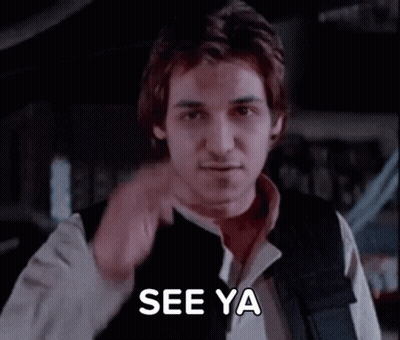 A Man In A Han Solo Costume Is Holding His Hand To His Forehead And Saying `` See Ya '' . GIF