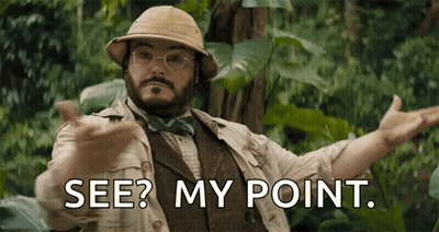 A Man In A Hat And Bow Tie Is Standing In The Jungle And Says `` See ? My Point '' . GIF