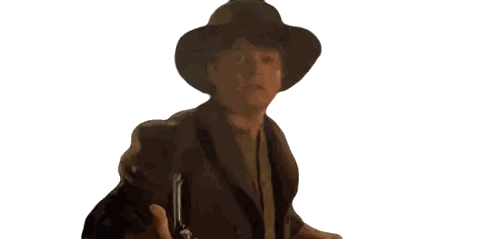 A Man In A Hat Holds A Gun In His Hand Sticker