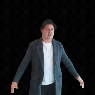 A Man In A Hat Is Holding His Head In Front Of The Word " What " GIF