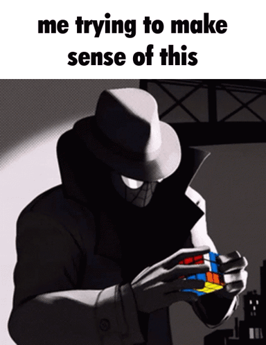 A Man In A Hat Is Playing With A Rubik 'S Cube And The Caption Reads Me Trying To Make Sense Of This GIF