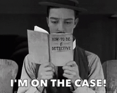 A Man In A Hat Is Reading A Book About How To Be A Detective GIF