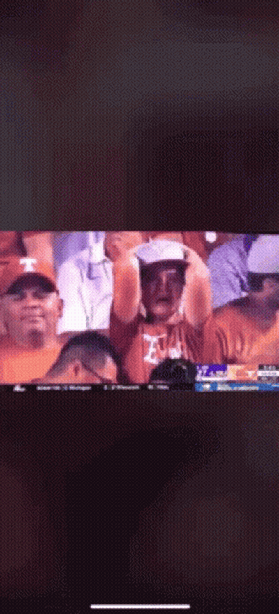 A Man In A Hat Is Sitting In The Stands Watching A Game GIF
