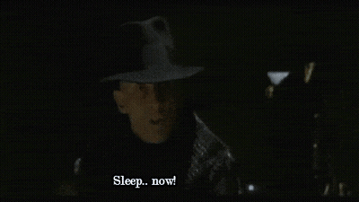 A Man In A Hat Says Sleep Now In The Dark GIF