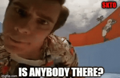A Man In A Hawaiian Shirt Is Asking Is Anybody There . GIF