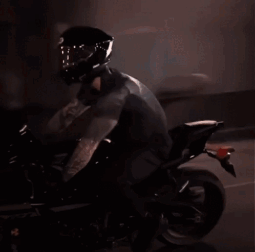 Man In Helmet Riding Motorcycle GIF