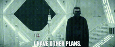 A Man In A Helmet Is Standing In A Room With The Words `` I Have Other Plans '' . GIF