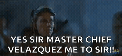 A Man In A Helmet Says Yes Sir Master Chief Velazquez Me To Sir . GIF