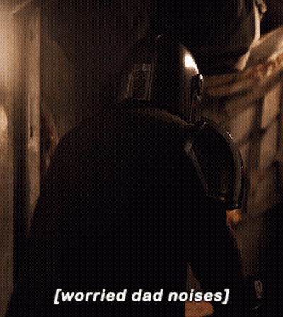 A Man In A Helmet With The Words Worried Dad Noises Below Him GIF