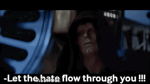 A Man In A Hood Says Let The Hate Flow Through You !!! GIF