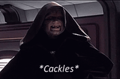 A Man In A Hooded Cloak Is Screaming With The Words * Cackle * Written Above Him GIF