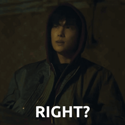 A Man In A Hooded Jacket Has The Word Right Written Below Him GIF