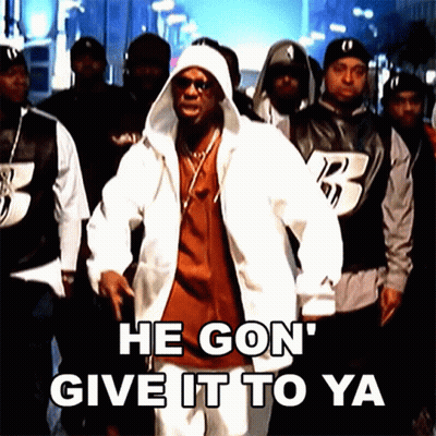 A Man In A Hooded Jacket Says He Gon ' Give It To Ya In Front Of A Group Of Men GIF