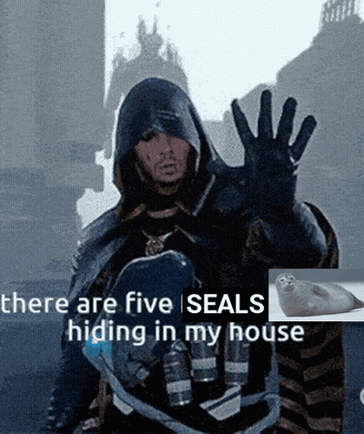 A Man In A Hooded Jacket Says There Are Five Seals Hiding In My House With A Picture Of A Seal GIF