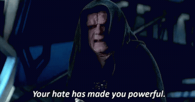 A Man In A Hooded Robe Is Saying `` Your Hate Has Made You Powerful '' . GIF