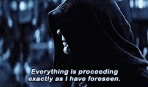 A Man In A Hooded Sweatshirt Says " Everything Is Proceeding Exactly As I Have Foreseen " GIF