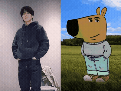 A Man In A Hoodie Is Next To A Cartoon Dog GIF
