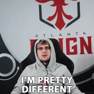 A Man In A Hoodie Says I 'M Pretty Different In Front Of An Atlanta Ign Logo GIF