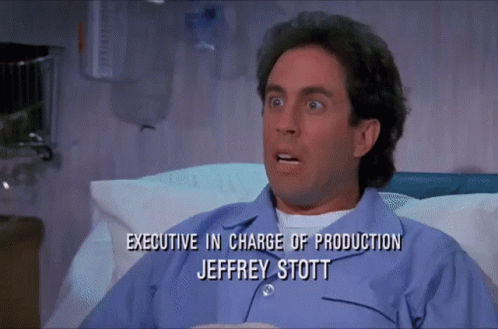 A Man In A Hospital Bed With Executive In Charge Of Production Jeffrey Stott Written Below Him GIF