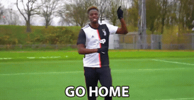 A Man In A Jeep Jersey Is Standing On A Soccer Field And Says Go Home . GIF