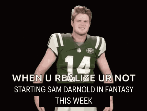 A Man In A Jets Jersey With The Number 14 On It GIF