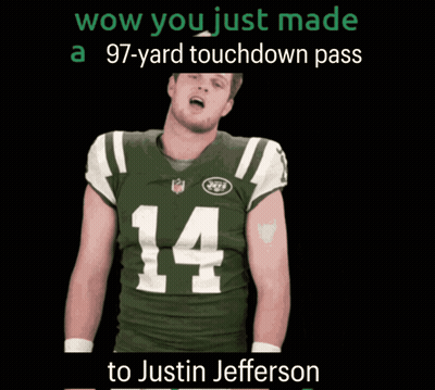 A Man In A Jets Jersey With The Number 14 On It GIF