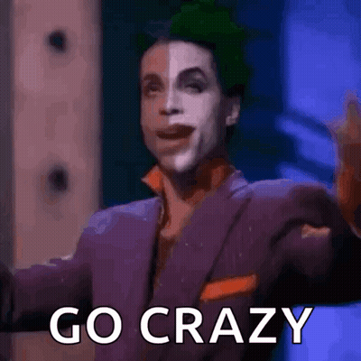 A Man In A Joker Costume Is Saying Go Crazy GIF