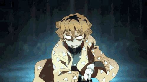 A Man In A Kimono Is Holding A Sword In His Hand . GIF