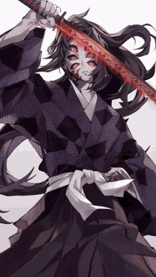 A Man In A Kimono Is Holding A Sword GIF