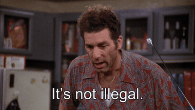 A Man In A Kitchen With The Words It 'S Not Illegal Below Him GIF