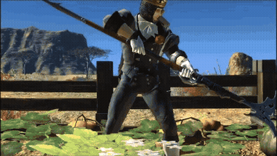 A Man In A Knight 'S Outfit Is Holding A Spear GIF