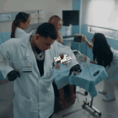 A Man In A Lab Coat Has A Badge That Says Sab Fresca GIF